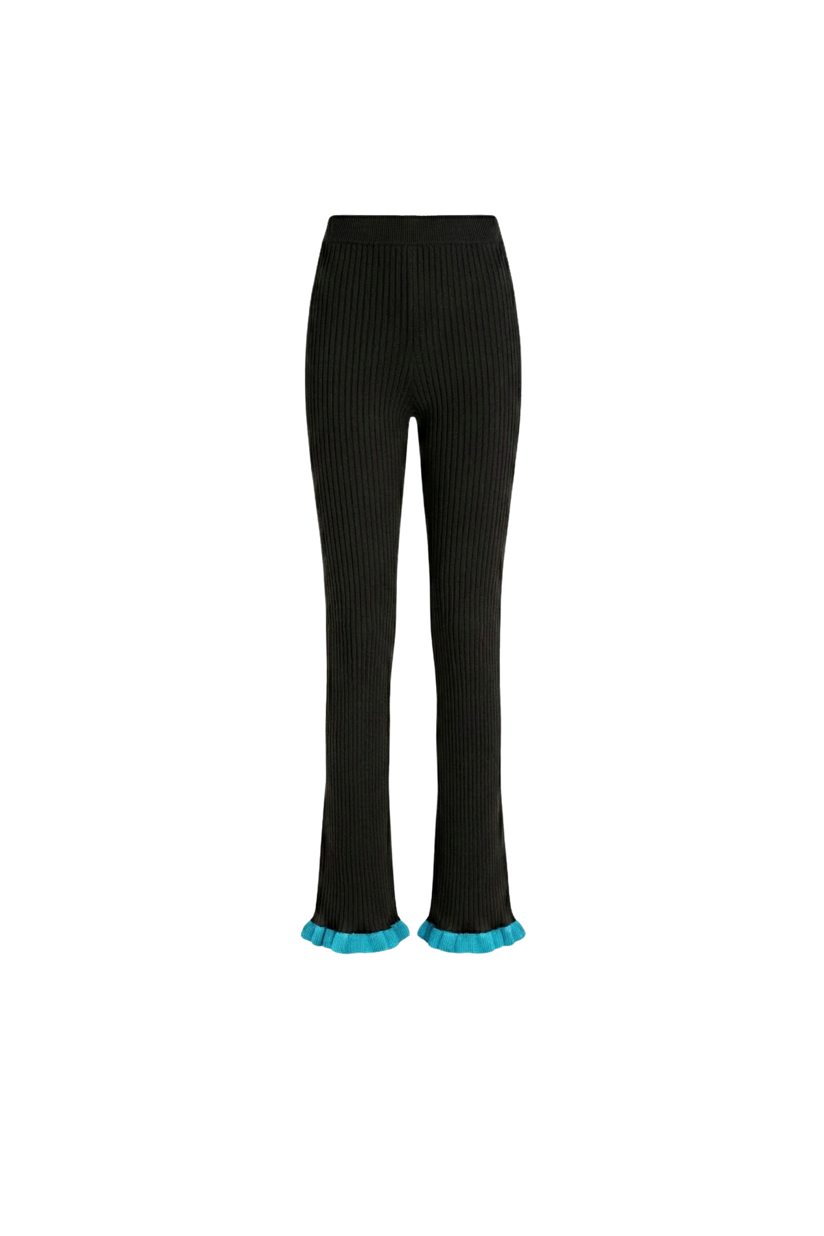 Lise Flared Pants - Black & Turquoise Merino Knit