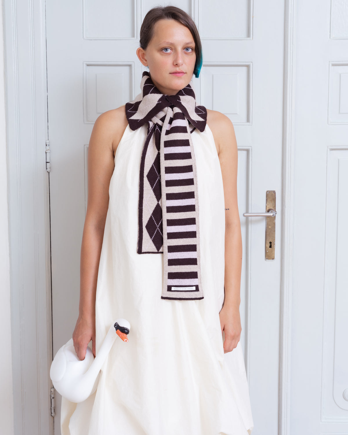 Marie Collar Scarf - Argyle & Stripe Merino Knit
