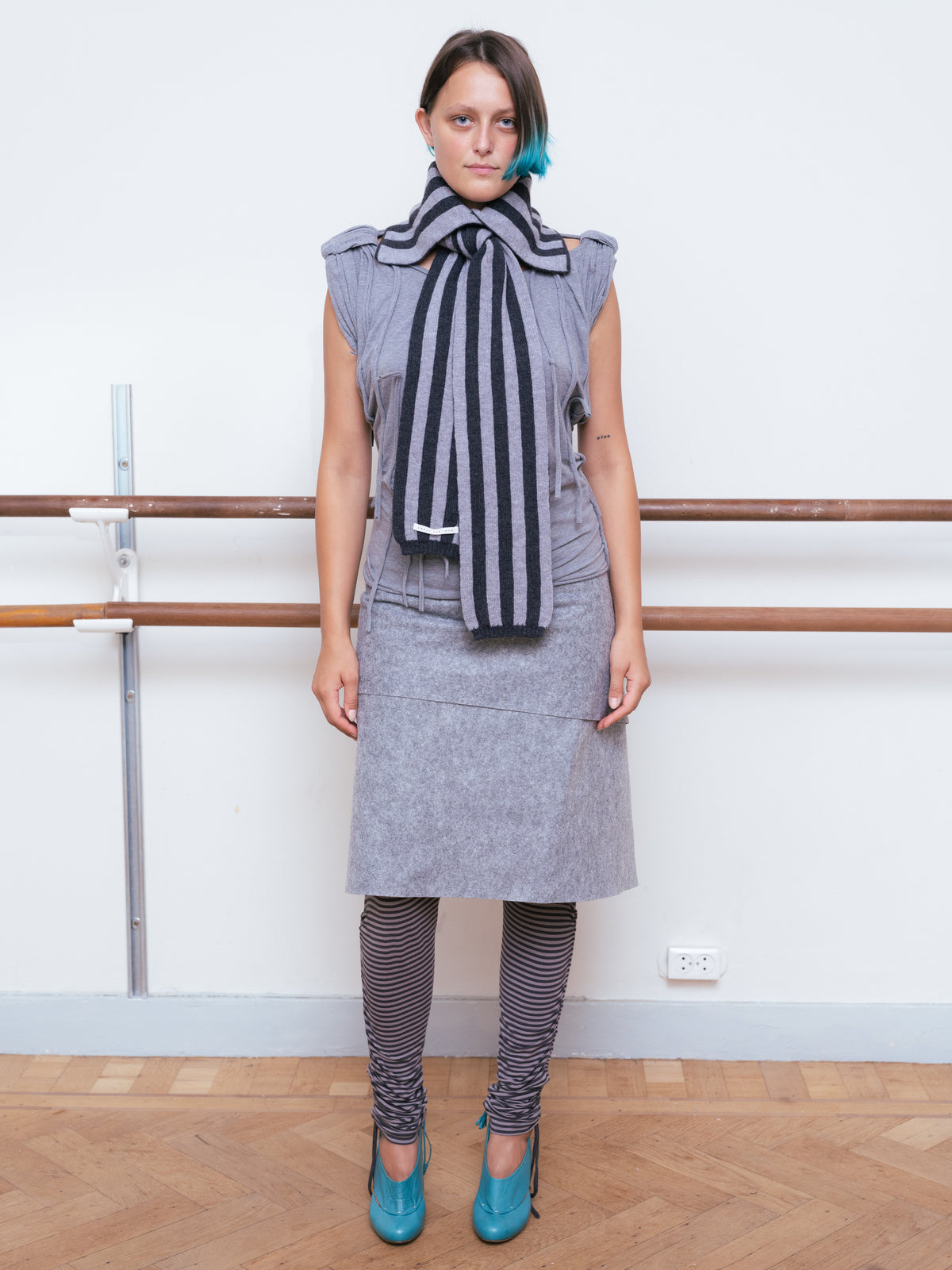 Mira Collar Scarf - Striped Merino Knit