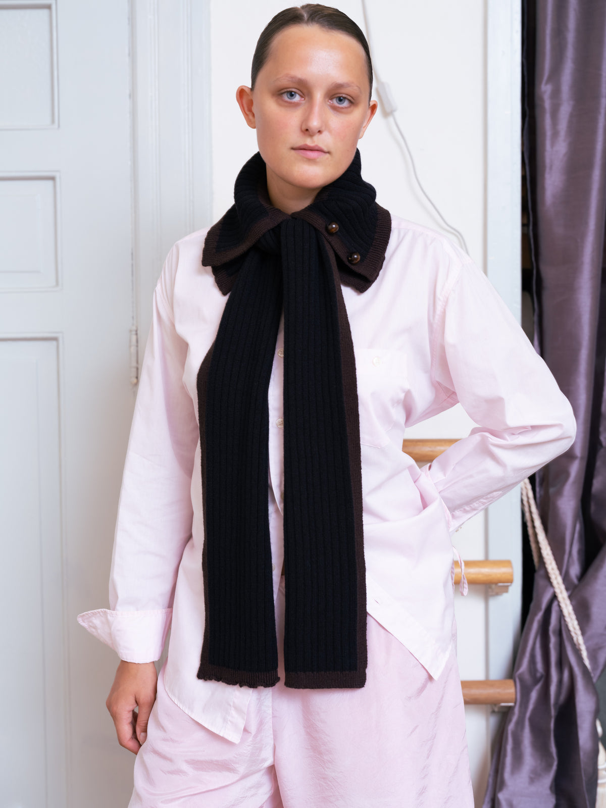 Michel Collar Scarf - Ribbed Merino Knit
