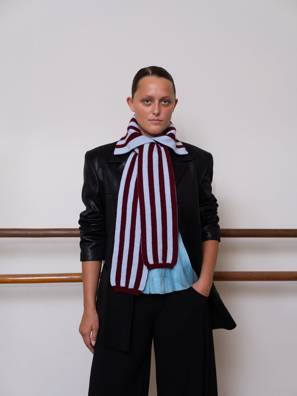 Noor Collar Scarf - Striped Merino Knit