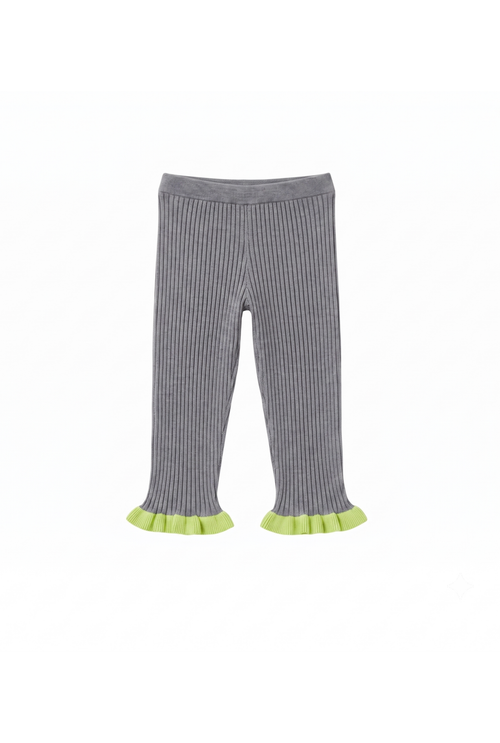 Madonna Capri Pants - Grey & Lime Green