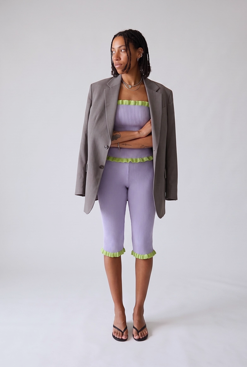 Madonna Capri Pants - Grey & Lime Green