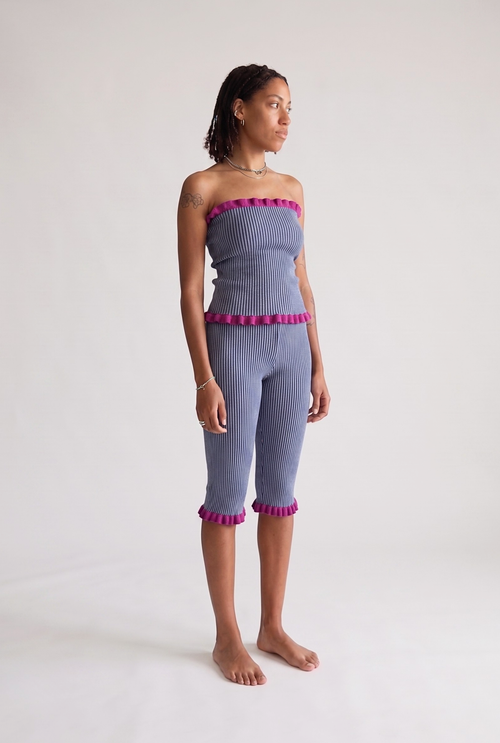 Madonna Capri Pants - Dark Grey & Fuchsia