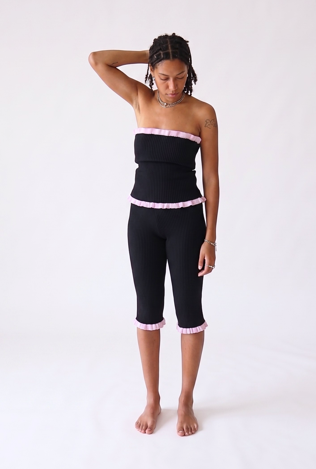 Madonna Tube Top - Black & Soft Pink